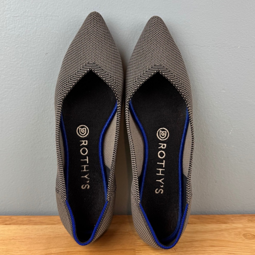 Rothy's The Point Womens 8.5 Grey Pointed Toe Slip On Ballet Flats‎ Shoes Casual - Picture 5 of 7